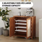 Mobiletto portaoggetti in vimini con ante e ripiani regolabili, Credenza moderna/Credenza da pranzo adatta per soggiorno, sala da pranzo