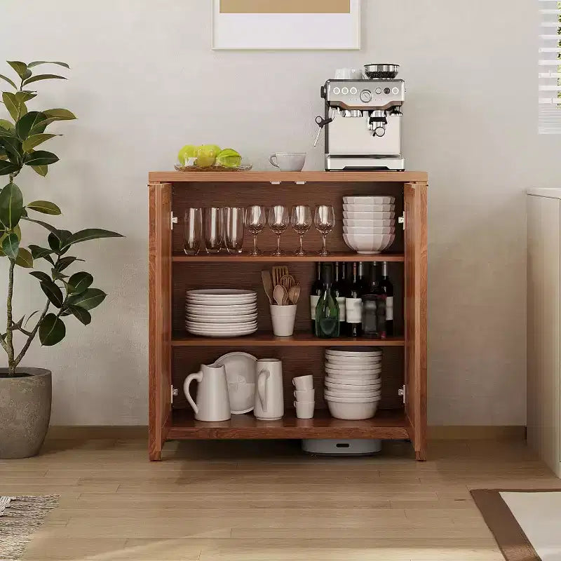 Mobiletto portaoggetti in vimini con ante e ripiani regolabili, Credenza moderna/Credenza da pranzo adatta per soggiorno, sala da pranzo