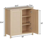Mobiletto portaoggetti in vimini con ante e ripiani regolabili, Credenza moderna/Credenza da pranzo adatta per soggiorno, sala da pranzo