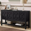 Clihome Geometric Entryway Table with Polygonal Pattern Doors, Modern Console Table with Bottom Shelf