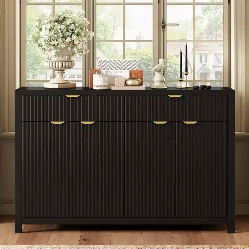 Credenza Moderna con Motivo a Onde, Mobile Versatile con Scanalature, Dispensa da Cucina con Cassetti e Ripiani Regolabili per Cucina, Sala da Pranzo