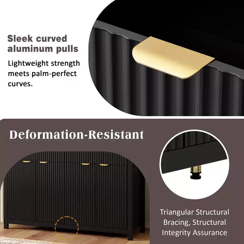 Credenza Moderna con Motivo a Onde, Mobile Versatile con Scanalature, Dispensa da Cucina con Cassetti e Ripiani Regolabili per Cucina, Sala da Pranzo