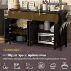 Credenza Moderna con Motivo a Onde, Mobile Versatile con Scanalature, Dispensa da Cucina con Cassetti e Ripiani Regolabili per Cucina, Sala da Pranzo