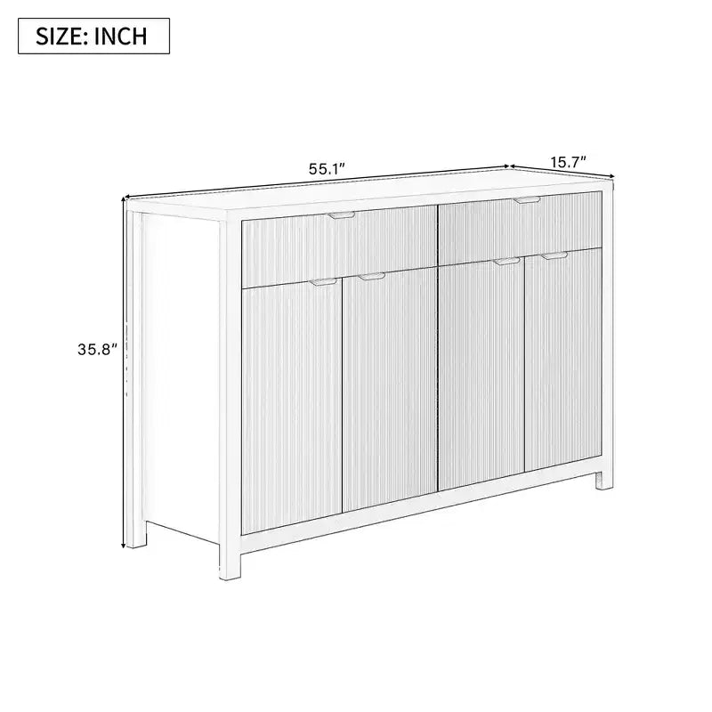 Credenza Moderna con Motivo a Onde, Mobile Versatile con Scanalature, Dispensa da Cucina con Cassetti e Ripiani Regolabili per Cucina, Sala da Pranzo
