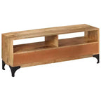 Mobile TV/Credenza/Tavolo - Stile Scandinavo e Rustico, Mobile TV in Legno Fatto a Mano con Cassetti e Vani, Marrone; 120x35x45 cm