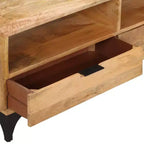 Mobile TV/Credenza/Tavolo - Stile Scandinavo e Rustico, Mobile TV in Legno Fatto a Mano con Cassetti e Vani, Marrone; 120x35x45 cm
