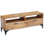 Mobile TV/Credenza/Tavolo - Stile Scandinavo e Rustico, Mobile TV in Legno Fatto a Mano con Cassetti e Vani, Marrone; 120x35x45 cm