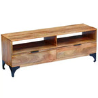 Mobile TV/Credenza/Tavolo - Stile Scandinavo e Rustico, Mobile TV in Legno Fatto a Mano con Cassetti e Vani, Marrone; 120x35x45 cm