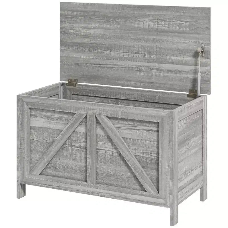 Storage Chest, Farmhouse Lift Top Box Organizer with Safety Hinge, for Bedroom, Entryway, Living Room