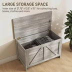 Baule Contenitore, Cassapanca Organizer in Stile Rustico con Coperchio a Sollevamento e Cerniera di Sicurezza, per Camera da Letto, Ingresso, Soggiorno