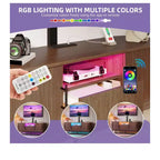 Mobile TV Scanalato con Supporto per TV da 32-70 pollici, Mobile TV Scanalato Regolabile in Altezza con Prese di Corrente e Luce LED per Soggiorno