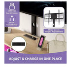 Mobile TV Scanalato con Supporto per TV da 32-70 pollici, Mobile TV Scanalato Regolabile in Altezza con Prese di Corrente e Luce LED per Soggiorno