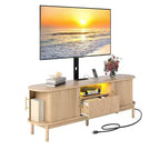 Mobile TV Scanalato con Supporto per TV da 32-70 pollici, Mobile TV Scanalato Regolabile in Altezza con Prese di Corrente e Luce LED per Soggiorno
