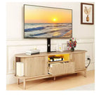 Fluted TV Stand with Mount for 32-70 inch TVs, Height Adjustable Fluted Entertainment Center with PowerOutlets & LED Light for Living Room