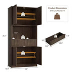 Dispensa alta da cucina, Mobile dispensa da 178 cm con ripiano, Mobili da cucina con ante e cassetto a scanalature, Credenza indipendente