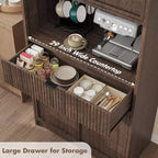 Dispensa alta da cucina, Mobile dispensa da 178 cm con ripiano, Mobili da cucina con ante e cassetto a scanalature, Credenza indipendente