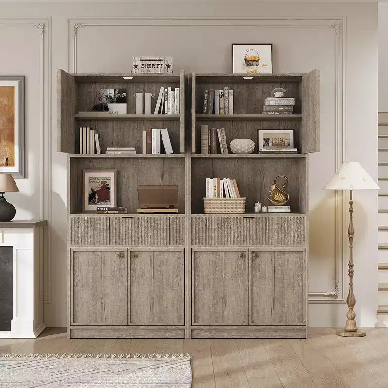 Dispensa alta da cucina, Mobile dispensa da 178 cm con ripiano, Mobili da cucina con ante e cassetto a scanalature, Credenza indipendente