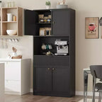 Dispensa alta da cucina, Mobile dispensa da 178 cm con ripiano, Mobili da cucina con ante e cassetto a scanalature, Credenza indipendente