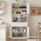 Dispensa alta da cucina, Mobile dispensa da 178 cm con ripiano, Mobili da cucina con ante e cassetto a scanalature, Credenza indipendente