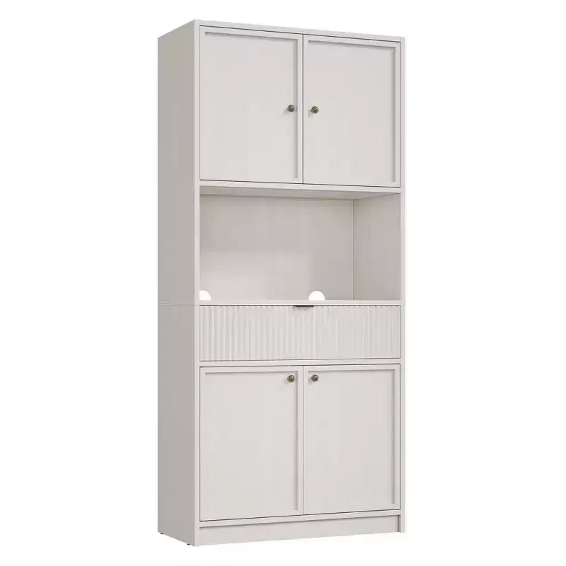 Dispensa alta da cucina, Mobile dispensa da 178 cm con ripiano, Mobili da cucina con ante e cassetto a scanalature, Credenza indipendente