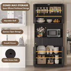 Dispensa alta da cucina, Mobile dispensa da 178 cm con ripiano, Mobili da cucina con ante e cassetto a scanalature, Credenza indipendente
