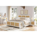 Struttura letto in rattan bohémien con testiera