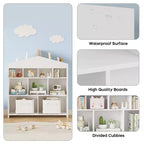 Libreria organizer per bambini, libreria a 9 scomparti per bambini, scaffale bianco per bambini, armadietto portaoggetti a forma di casetta per sala giochi, cameretta, scuola