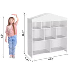 Libreria organizer per bambini, libreria a 9 scomparti per bambini, scaffale bianco per bambini, armadietto portaoggetti a forma di casetta per sala giochi, cameretta, scuola