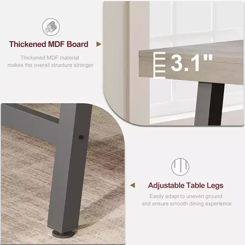 Tavolo da Pranzo Industriale 70,87" per 6-8 Persone, Tavolo da Pranzo Rettangolare con Gambe in Metallo, Tavolo Lungo da Cucina in Legno