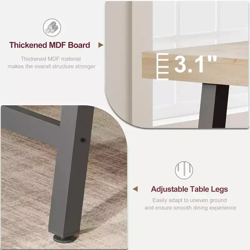 Tavolo da Pranzo Industriale 70,87" per 6-8 Persone, Tavolo da Pranzo Rettangolare con Gambe in Metallo, Tavolo Lungo da Cucina in Legno