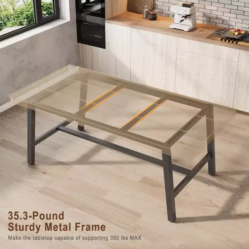 Tavolo da Pranzo Industriale 70,87" per 6-8 Persone, Tavolo da Pranzo Rettangolare con Gambe in Metallo, Tavolo Lungo da Cucina in Legno