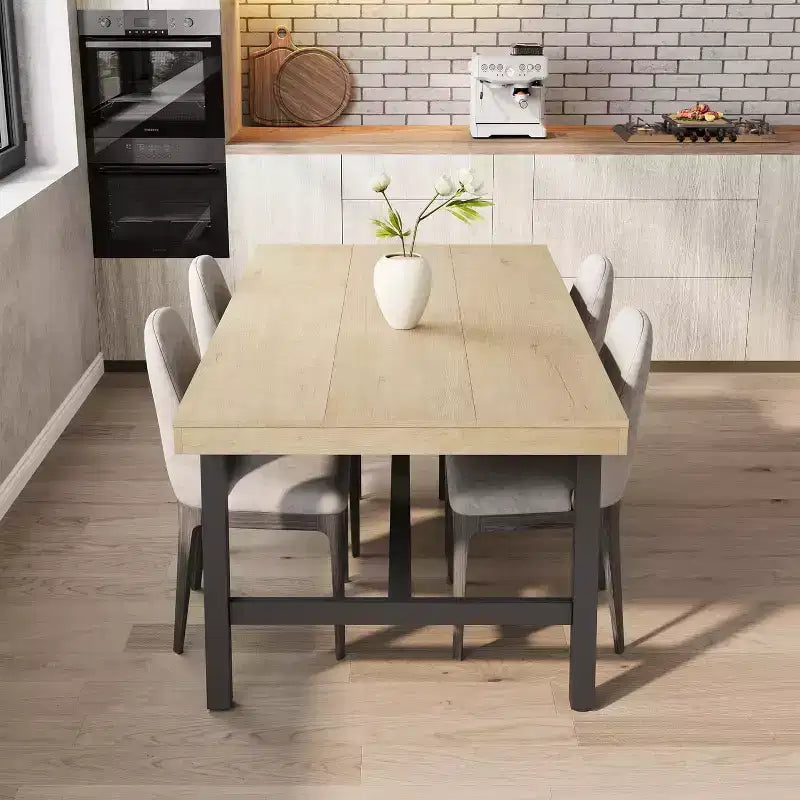 Tavolo da Pranzo Industriale 70,87" per 6-8 Persone, Tavolo da Pranzo Rettangolare con Gambe in Metallo, Tavolo Lungo da Cucina in Legno