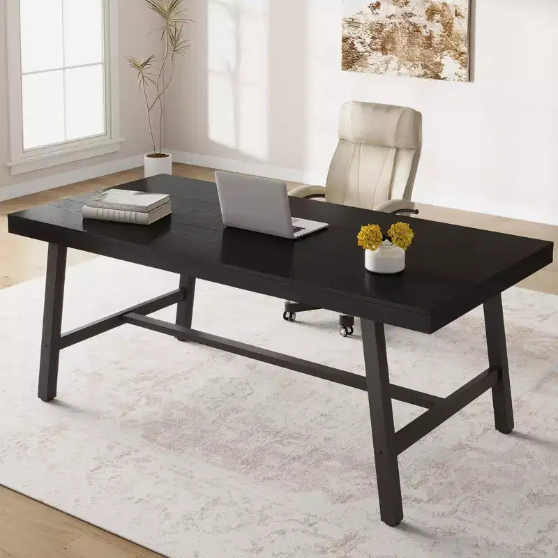 Tavolo da Pranzo Industriale 70,87" per 6-8 Persone, Tavolo da Pranzo Rettangolare con Gambe in Metallo, Tavolo Lungo da Cucina in Legno
