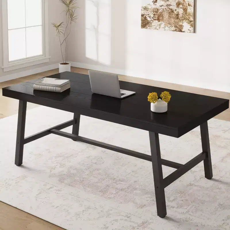 Tavolo da Pranzo Industriale 70,87" per 6-8 Persone, Tavolo da Pranzo Rettangolare con Gambe in Metallo, Tavolo Lungo da Cucina in Legno