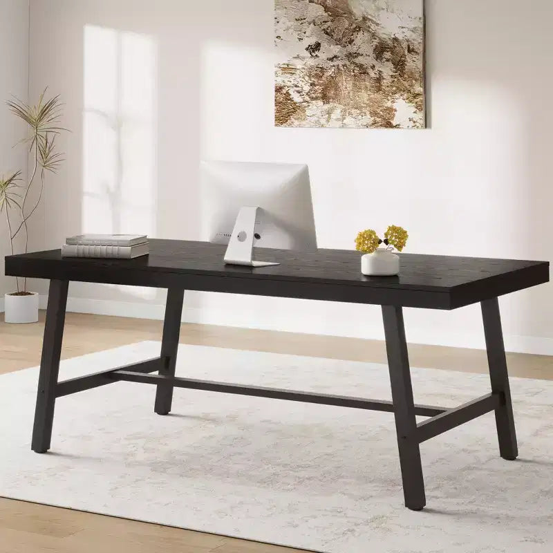 Tavolo da Pranzo Industriale 70,87" per 6-8 Persone, Tavolo da Pranzo Rettangolare con Gambe in Metallo, Tavolo Lungo da Cucina in Legno