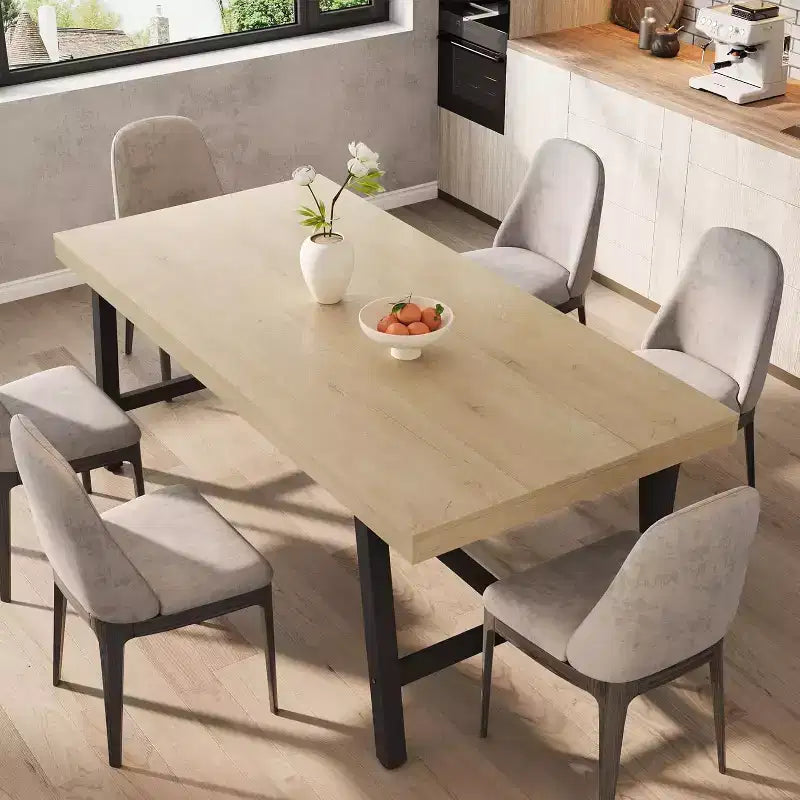 Tavolo da Pranzo Industriale 70,87" per 6-8 Persone, Tavolo da Pranzo Rettangolare con Gambe in Metallo, Tavolo Lungo da Cucina in Legno