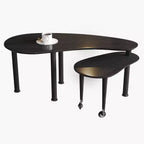 Tavolino da caffè girevole a 360° con ripiano a 2 livelli in MDF