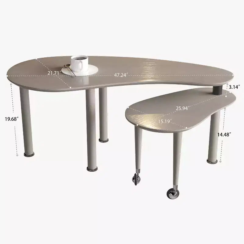 Tavolino da caffè girevole a 360° con ripiano a 2 livelli in MDF