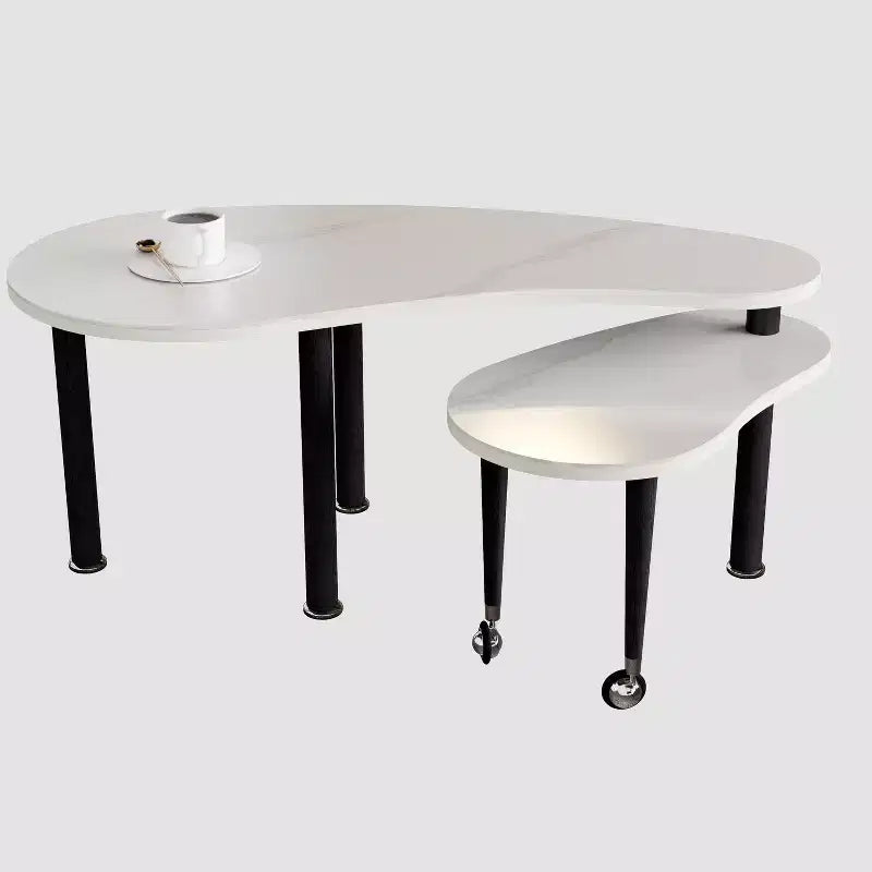 Tavolino da caffè girevole a 360° con ripiano a 2 livelli in MDF