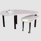 Tavolino da caffè girevole a 360° con ripiano a 2 livelli in MDF