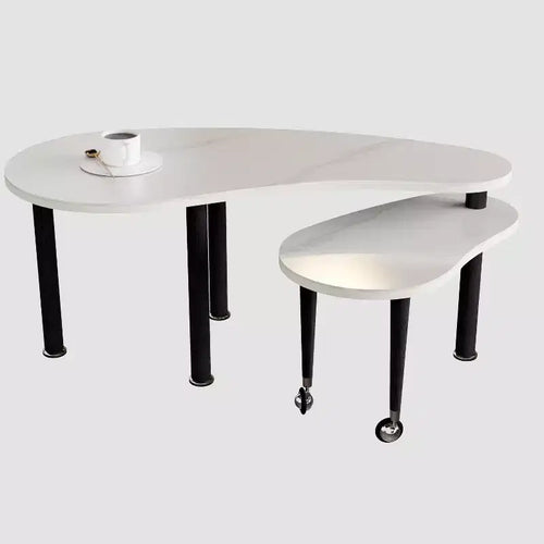 Tavolino da caffè girevole a 360° con ripiano a 2 livelli in MDF