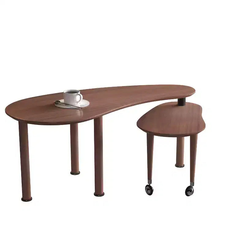 Tavolino da caffè girevole a 360° con ripiano a 2 livelli in MDF