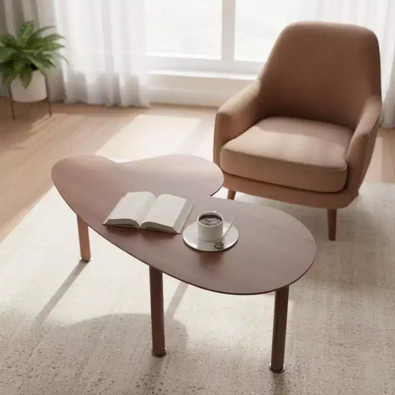 Tavolino da caffè girevole a 360° con ripiano a 2 livelli in MDF