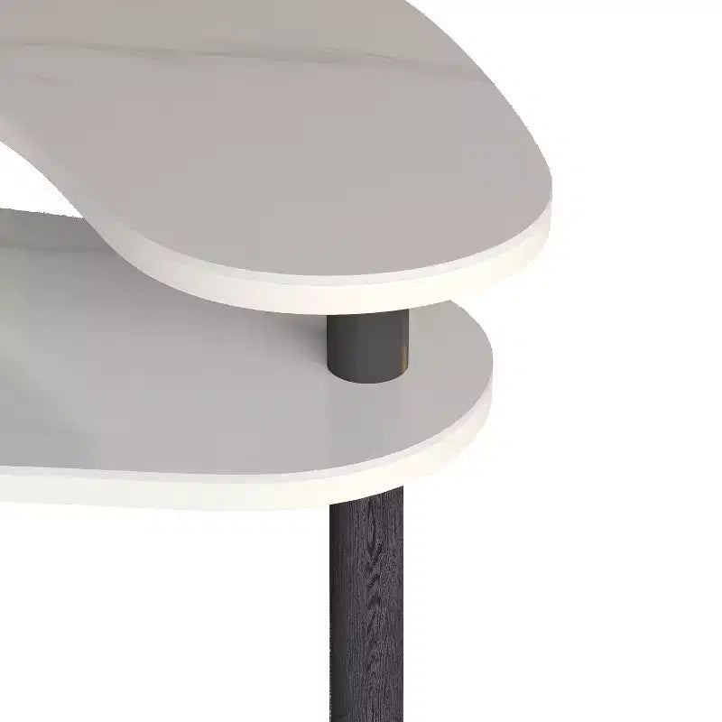 Tavolino da caffè girevole a 360° con ripiano a 2 livelli in MDF