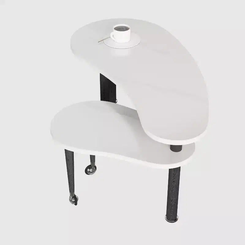 Tavolino da caffè girevole a 360° con ripiano a 2 livelli in MDF
