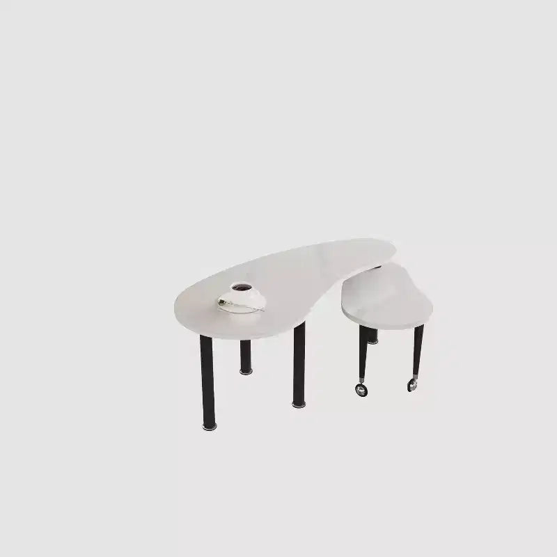 Tavolino da caffè girevole a 360° con ripiano a 2 livelli in MDF