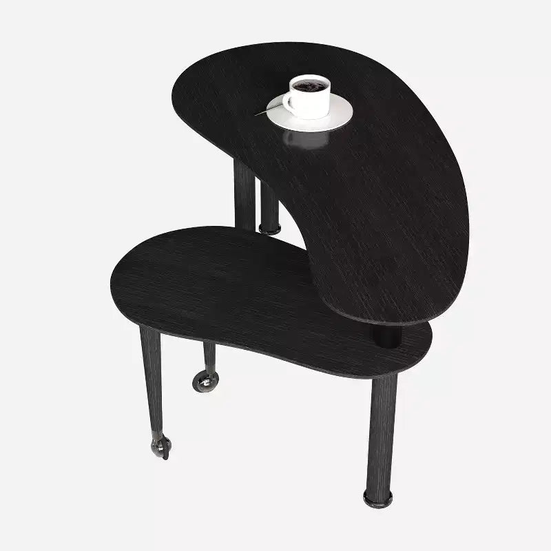 Tavolino da caffè girevole a 360° con ripiano a 2 livelli in MDF
