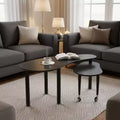 Homy Casa 360 Rotating Coffee Table with 2-Tier MDF Top and Rubberwood Legs, Modern Adjustable Accent Table for Living Room