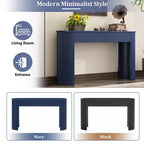 Consolle scanalata con contenitore, tavolo da ingresso moderno in legno con cassetti e piano ovale per ingresso e soggiorno
