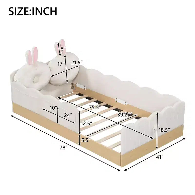 Letto a piattaforma singolo con cuscini